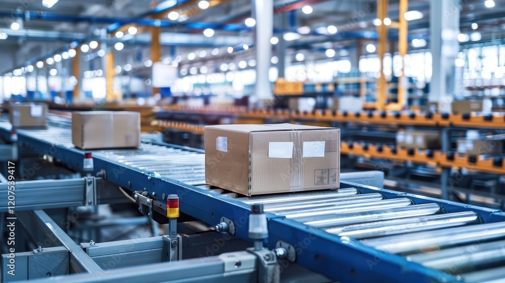 Automated Packaging Conveyor System in a Modern Warehouse Automated Packaging Conveyor System in a Modern Warehouse