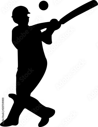 Player playing cricket action pose icon black flat championship vector collection isolated on transparent background. Related to the game of cricket with various element bowler fielder