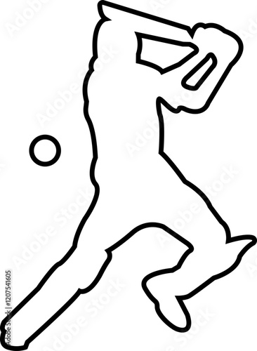 Player playing cricket action pose icon black line championship vector collection isolated on transparent background. Related to the game of cricket with various element bowler fielder