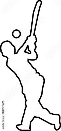 Player playing cricket action pose icon black line championship vector collection isolated on transparent background. Related to the game of cricket with various element bowler fielder