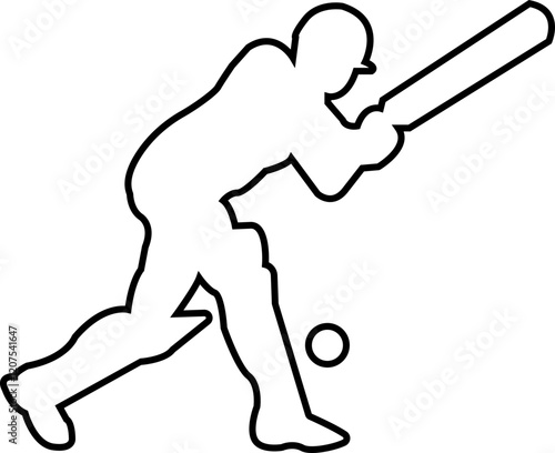 Player playing cricket action pose icon black line championship vector collection isolated on transparent background. Related to the game of cricket with various element bowler fielder