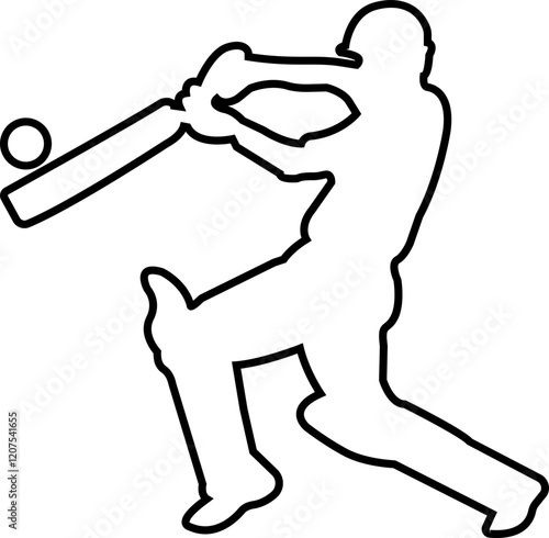 Player playing cricket action pose icon black line championship vector collection isolated on transparent background. Related to the game of cricket with various element bowler fielder