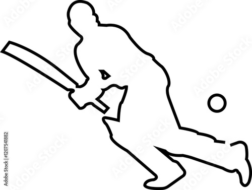 Player playing cricket action pose icon black line championship vector collection isolated on transparent background. Related to the game of cricket with various element bowler fielder