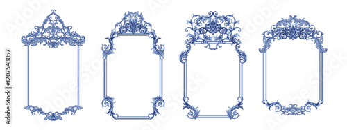 Decorative frames in Baroque style, intricate vector design	
