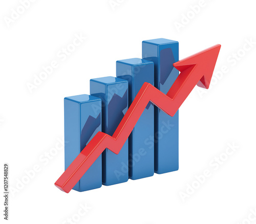 Free Download 3D Bar Graph with Growth Indicator Arrow - GFXLoad