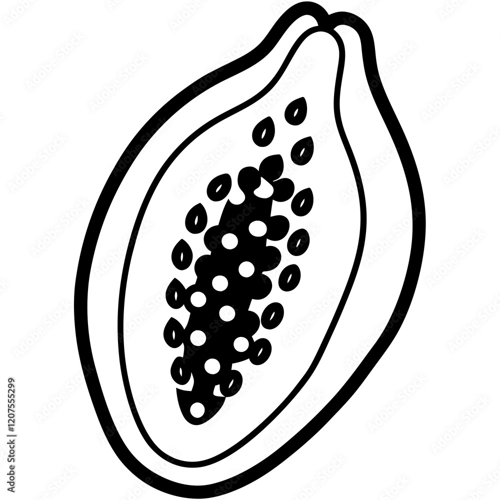 Fototapeta premium Stylized Papaya Line Drawing