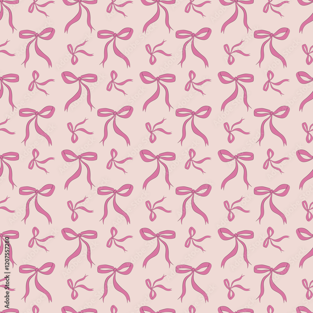 Coquette bow seamless pattern. Pastel purple or pink ribbon endless print. Perfect for wrapping, stationery, packaging, textiles, fabrics, wallpaper, backdrops, scrapbooking, crafts. Trendy design. Coquette bow seamless pattern. Pastel purple or pink ribbon endless print. Perfect for wrapping, stationery, packaging, textiles, fabrics, wallpaper, backdrops, scrapbooking, crafts. Trendy design.
