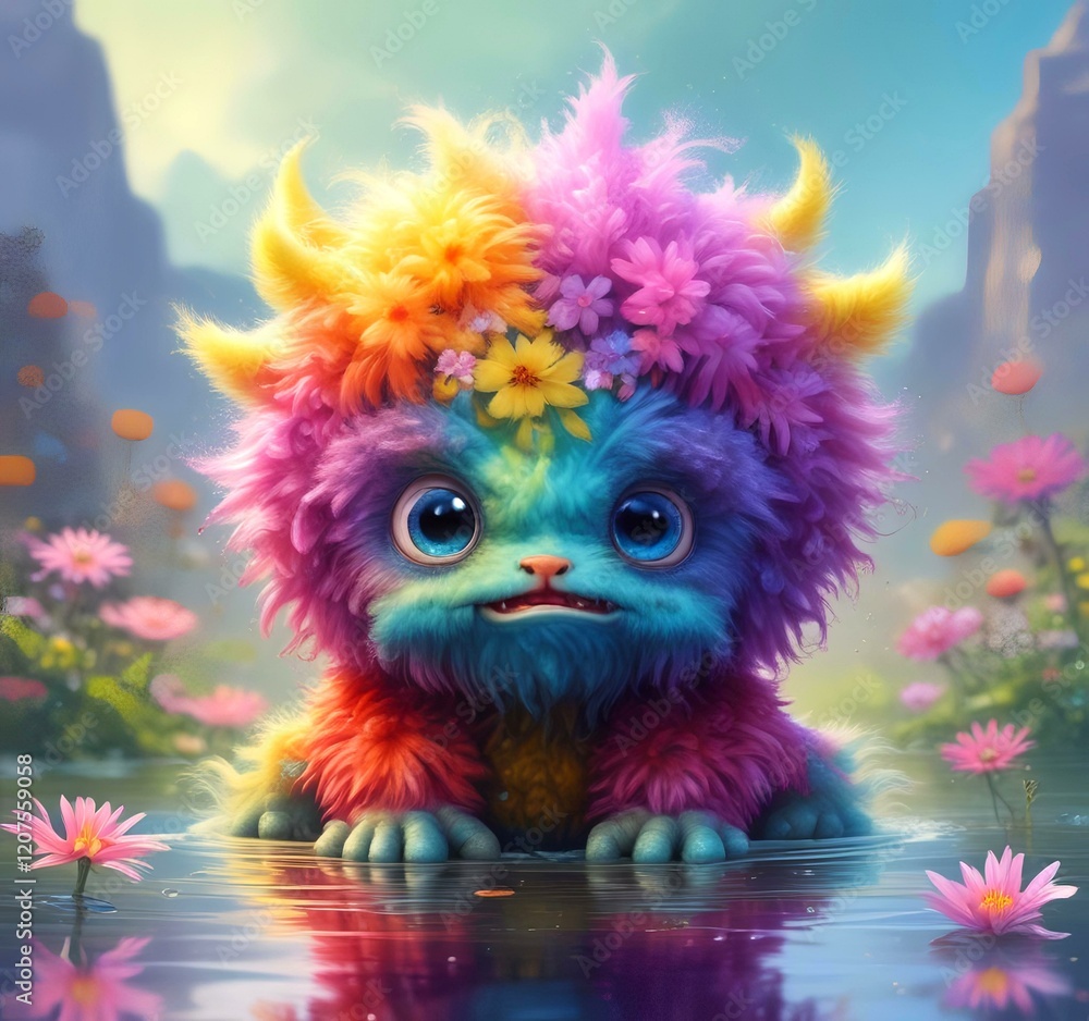 Illustration of fluffy and cute small monster. Illustration of fluffy and cute small monster.