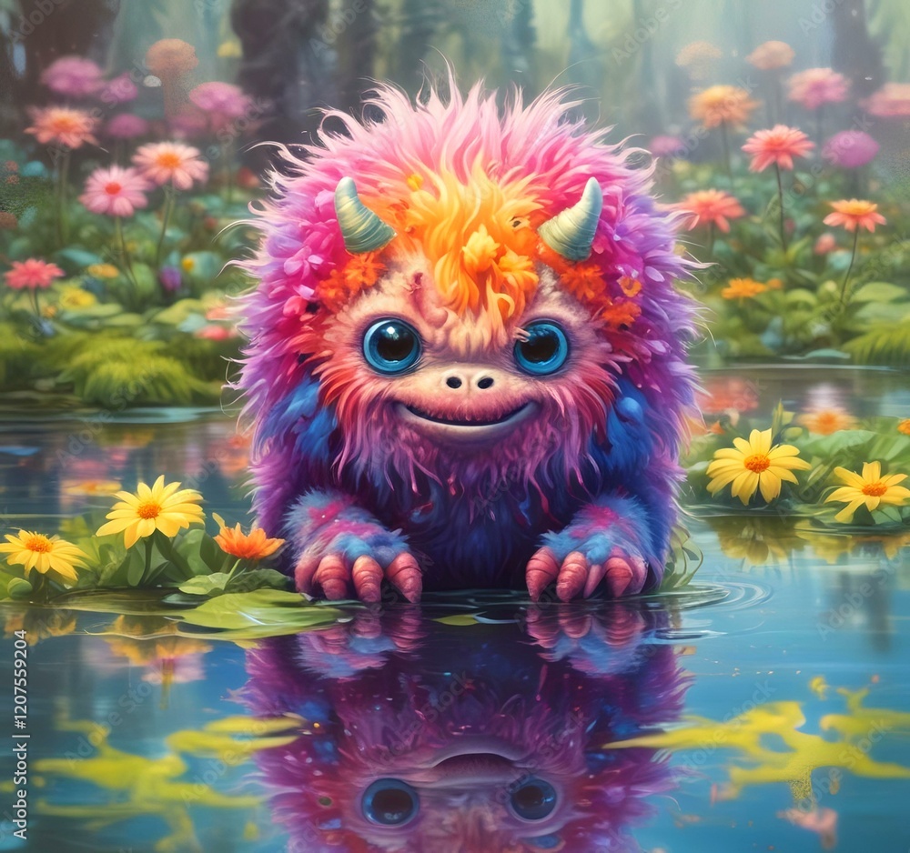 Illustration of fluffy and cute small monster. Illustration of fluffy and cute small monster.