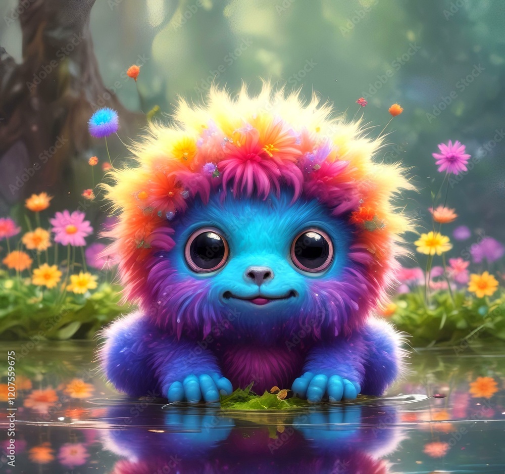 Illustration of fluffy and cute small monster. Illustration of fluffy and cute small monster.