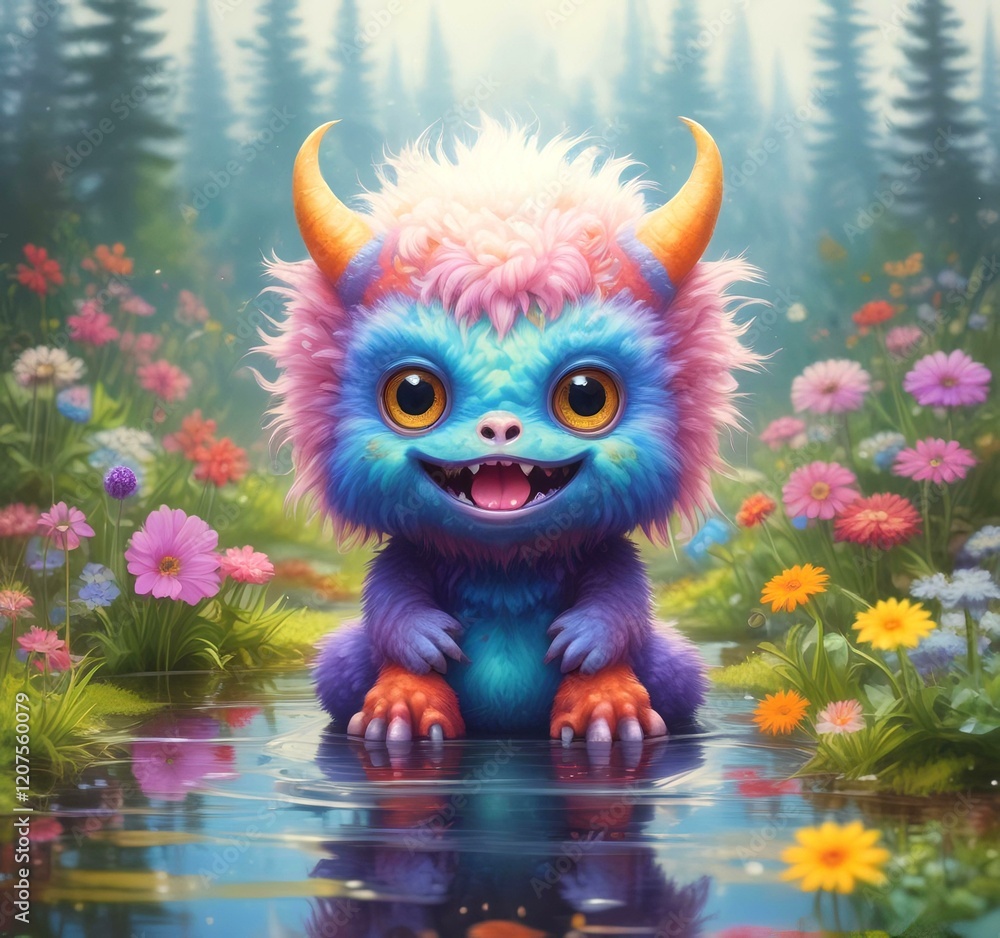 Illustration of fluffy and cute small monster. Illustration of fluffy and cute small monster.