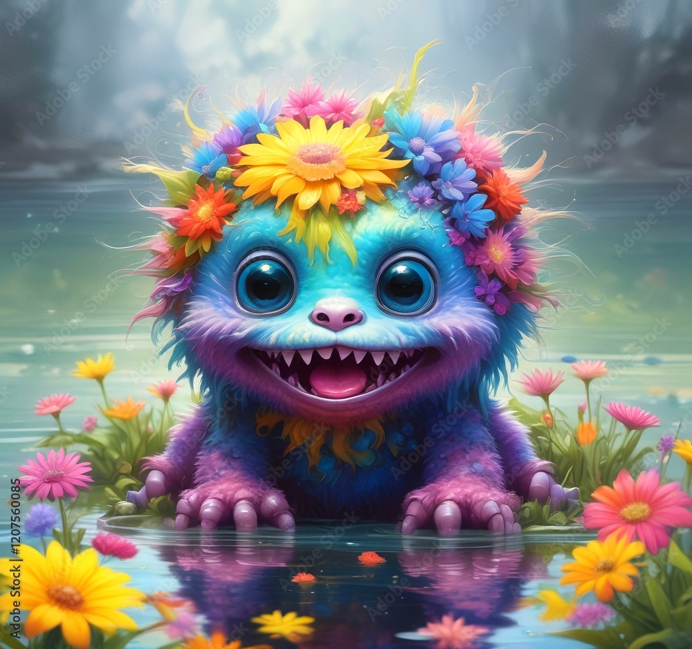 Illustration of fluffy and cute small monster. Illustration of fluffy and cute small monster.
