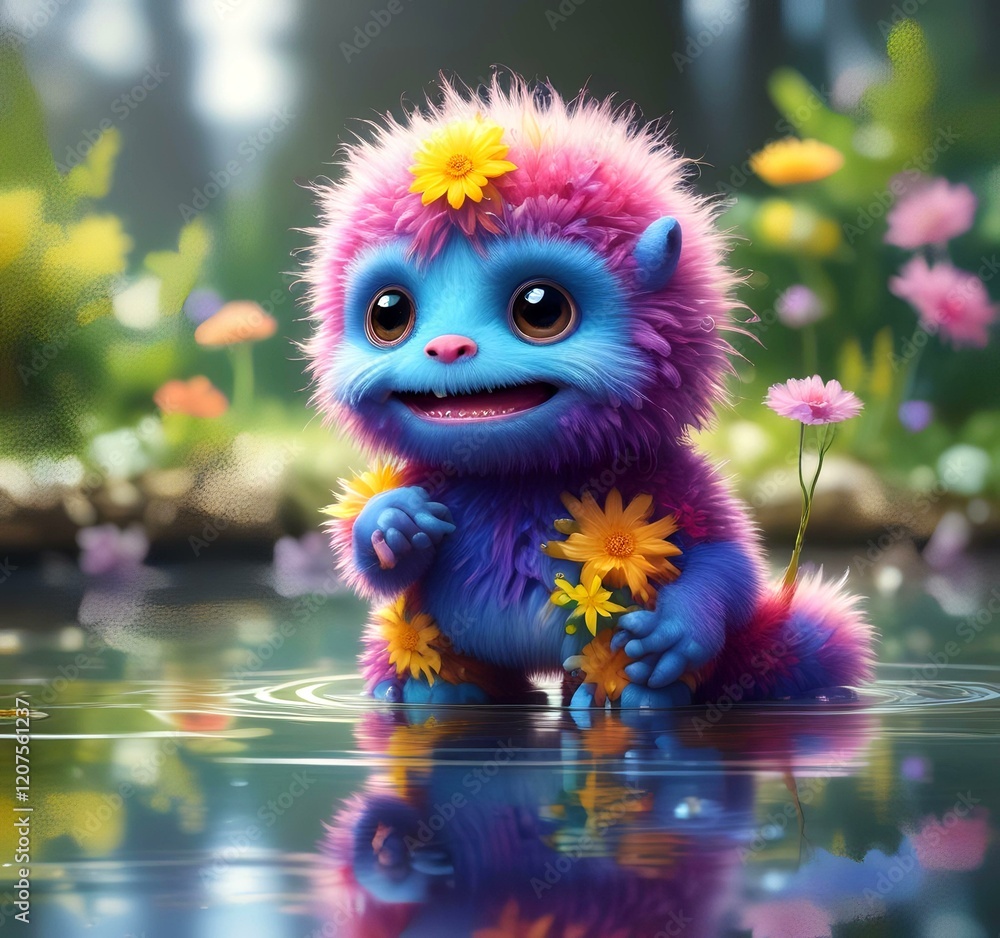 Illustration of fluffy and cute small monster. Illustration of fluffy and cute small monster.