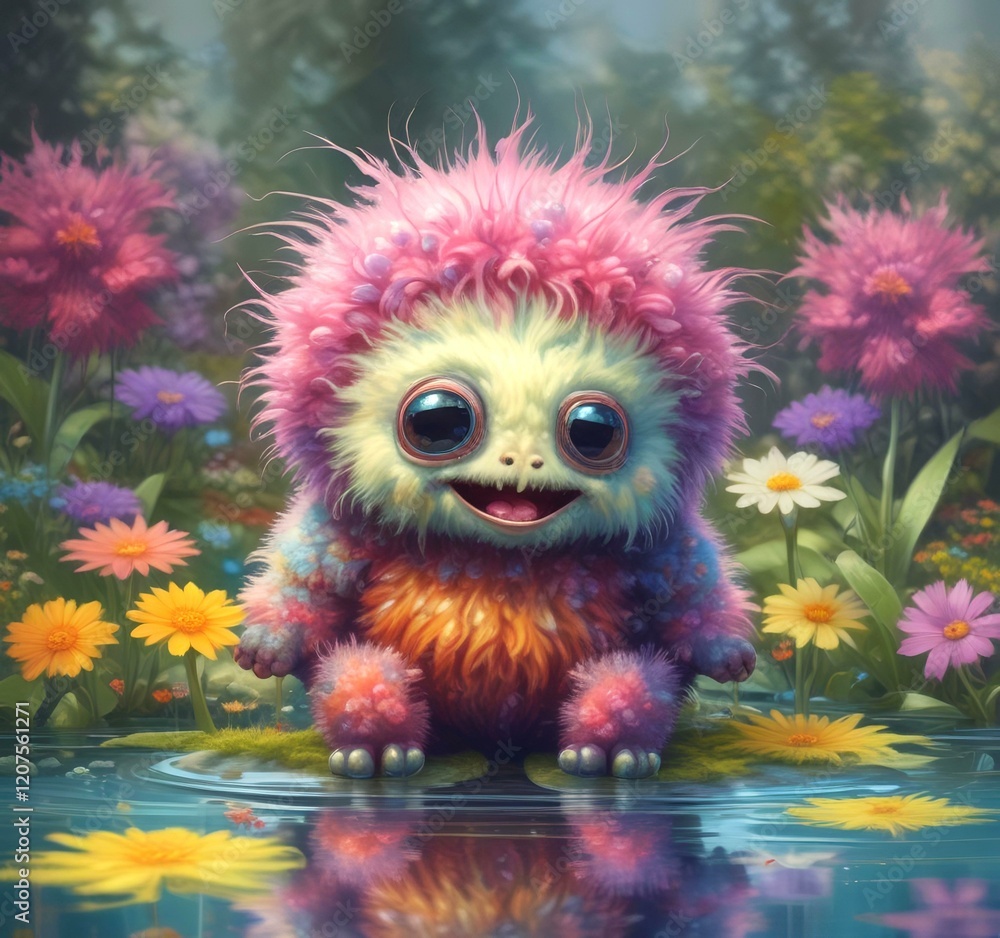Illustration of fluffy and cute small monster. Illustration of fluffy and cute small monster.