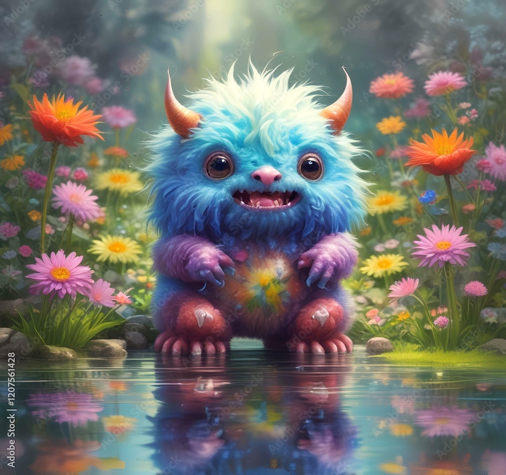 Illustration of fluffy and cute small monster. Illustration of fluffy and cute small monster.