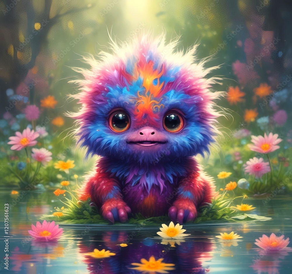 Illustration of fluffy and cute small monster. Illustration of fluffy and cute small monster.