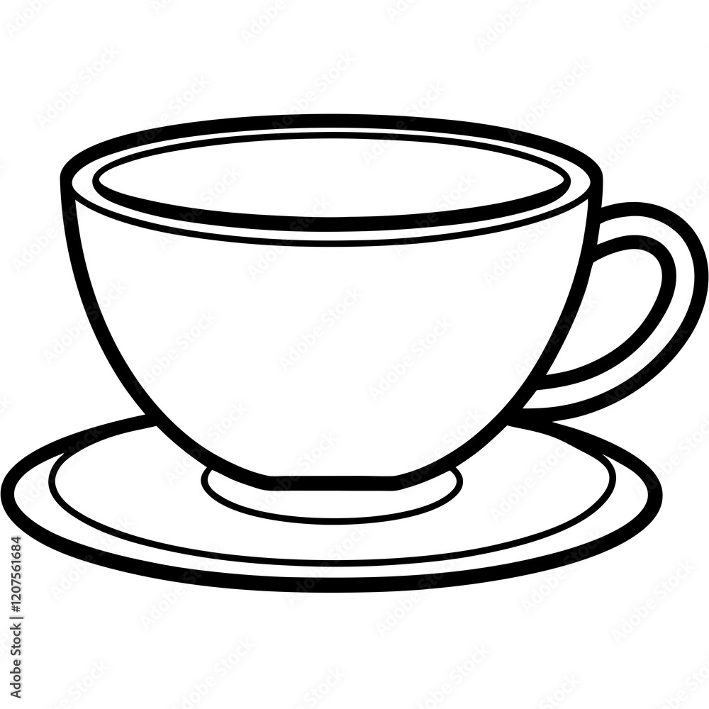Tea Cup Outline Vector Graphic Tea Cup Outline Vector Graphic