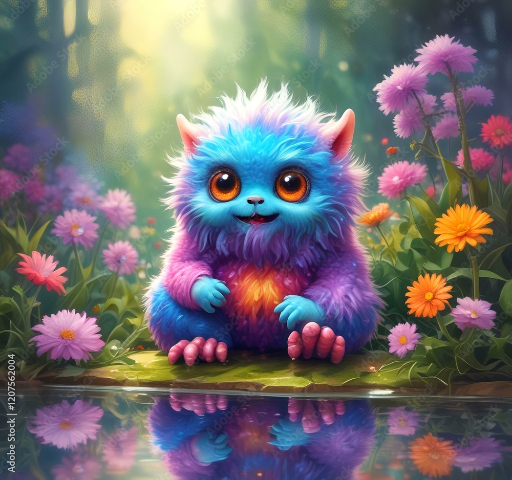 Illustration of fluffy and cute small monster. Illustration of fluffy and cute small monster.