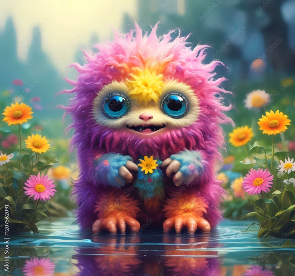 Illustration of fluffy and cute small monster. Illustration of fluffy and cute small monster.