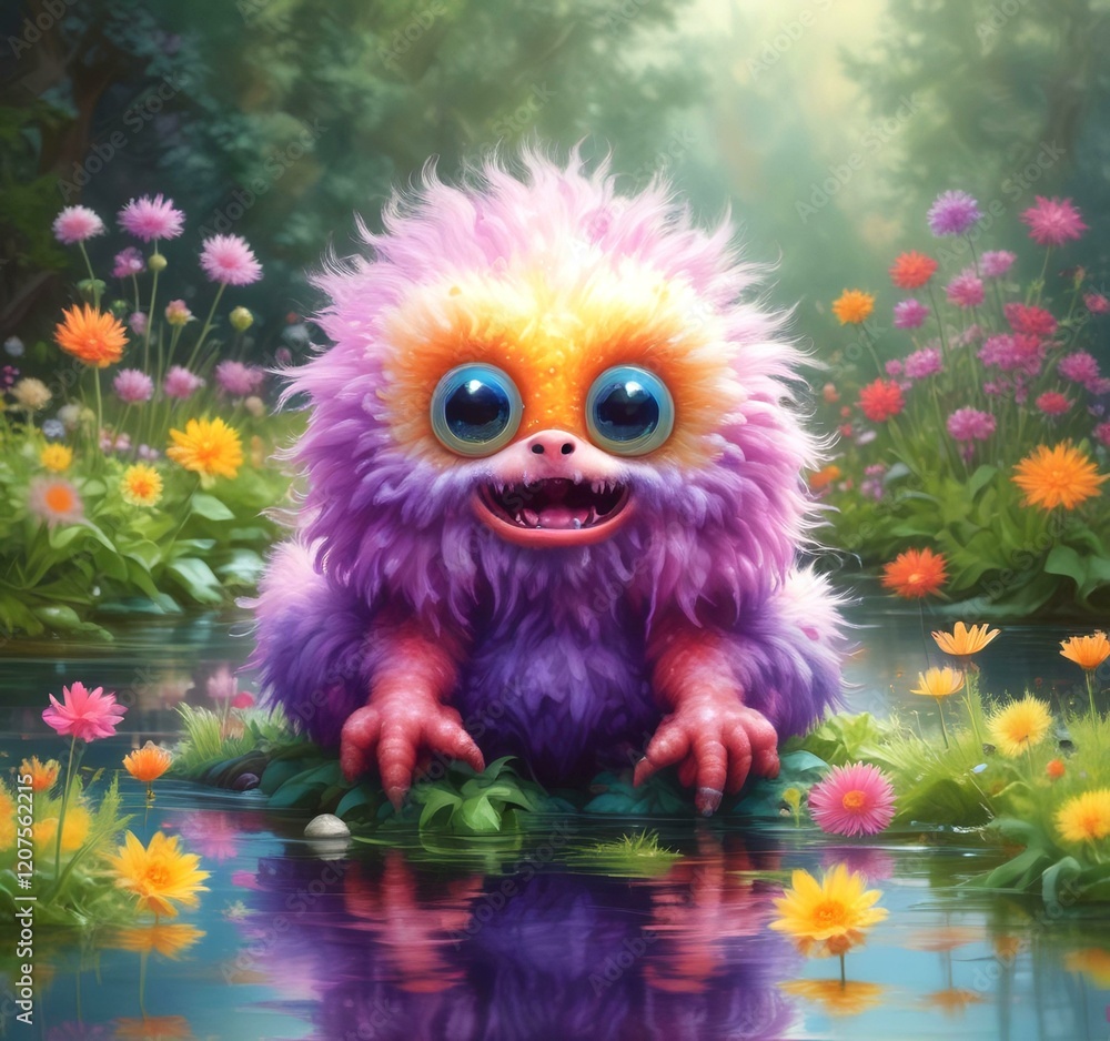 Illustration of fluffy and cute small monster. Illustration of fluffy and cute small monster.