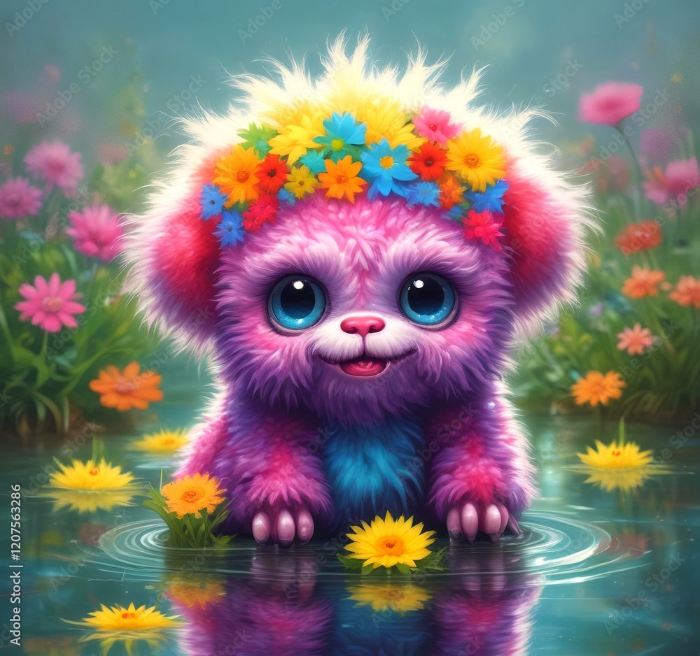 Illustration of fluffy and cute small monster. Illustration of fluffy and cute small monster.