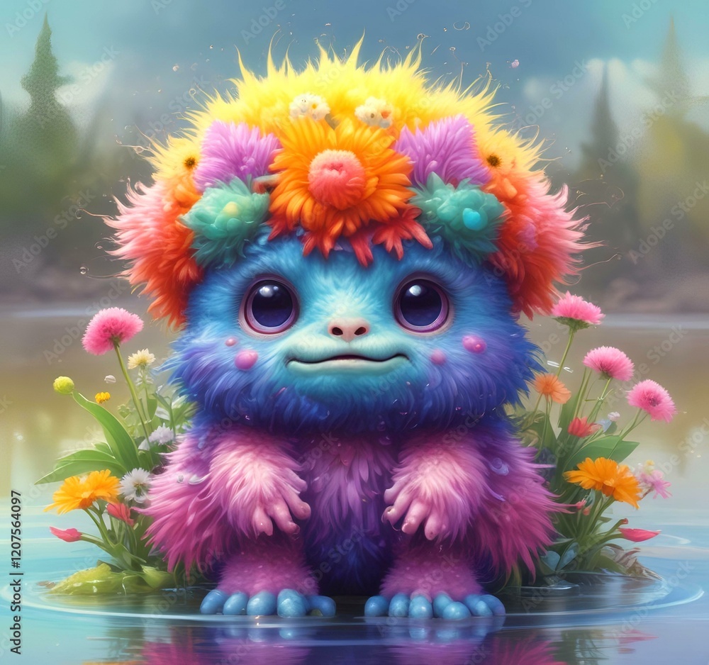 Illustration of fluffy and cute small monster. Illustration of fluffy and cute small monster.