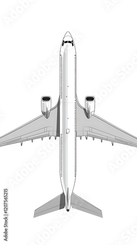 Top-down view of passenger airplane illustration. photo