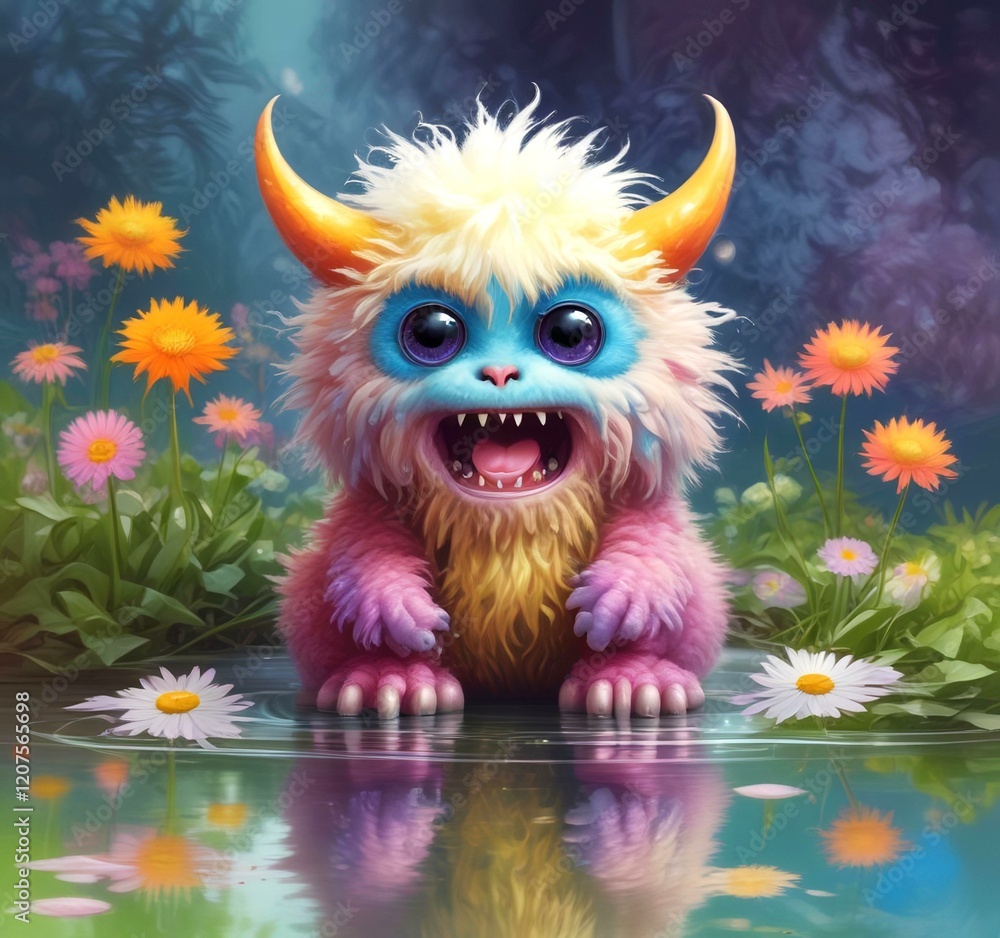 Illustration of fluffy and cute small monster. Illustration of fluffy and cute small monster.