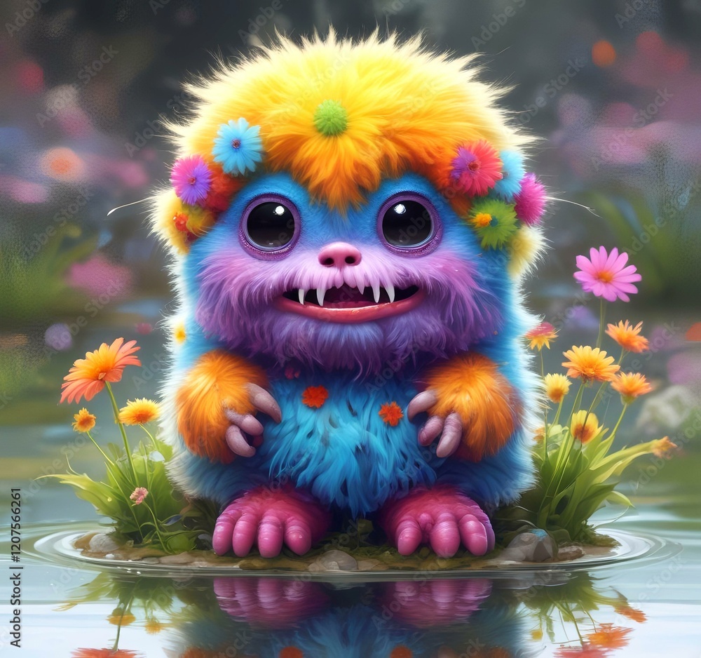 Illustration of fluffy and cute small monster. Illustration of fluffy and cute small monster.