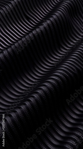 Wallpaper Mural Abstract Black Wavy 3D Texture  Dark  Metallic  Rippled Background Torontodigital.ca