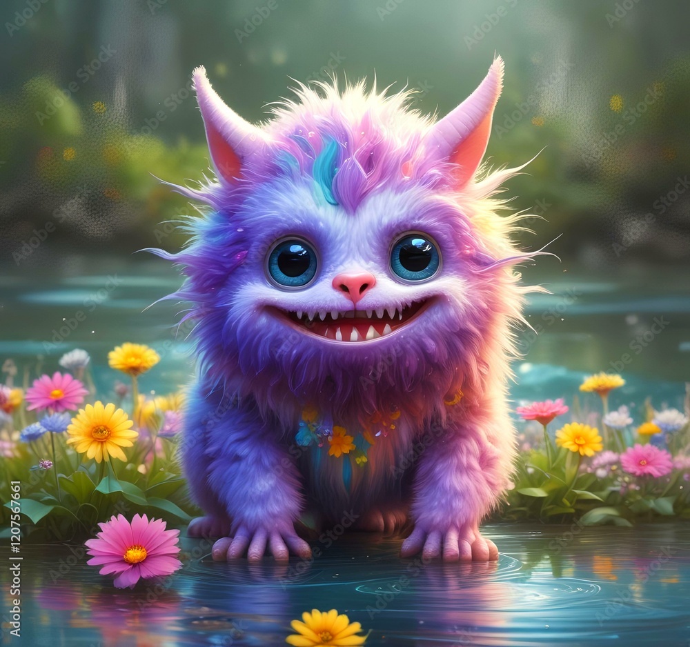 Illustration of fluffy and cute small monster. Illustration of fluffy and cute small monster.
