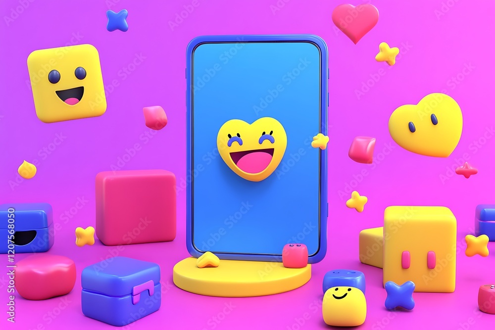Fototapeta premium Colorful 3D Emoji Phone Design