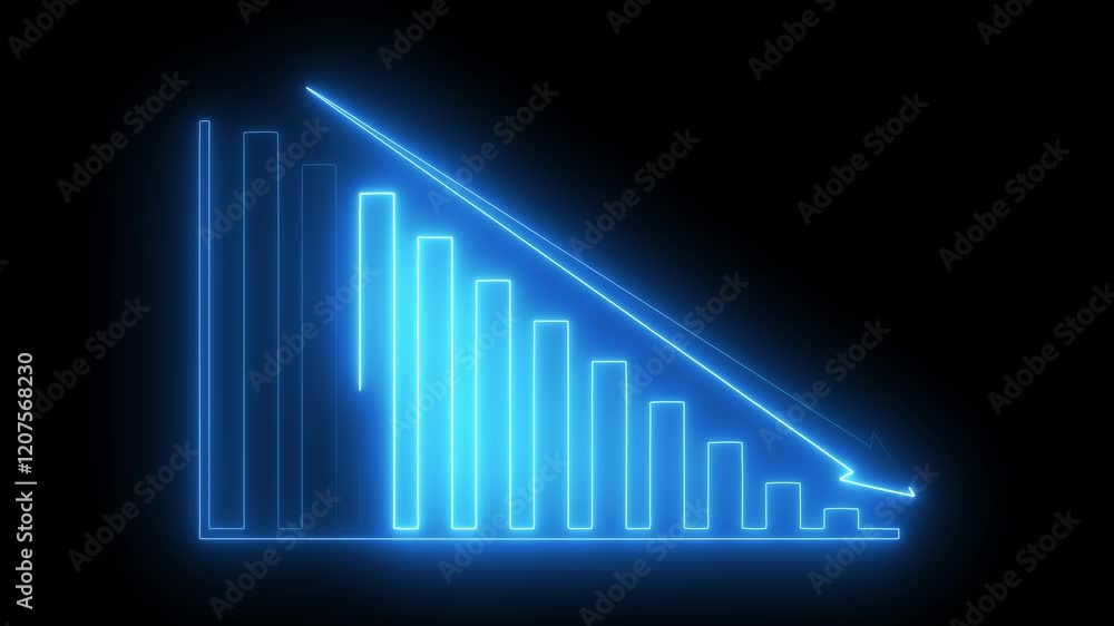 Neon business graph chart icon animation Isolated on Black background Neon business graph chart icon animation Isolated on Black background