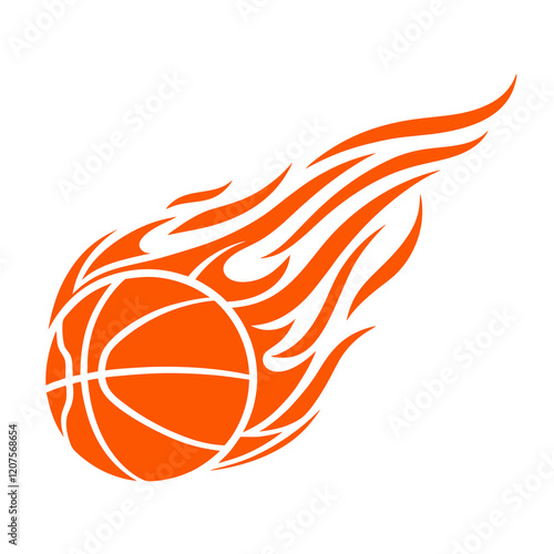 Dynamic Flaming Basketball Sports Logo Vector.