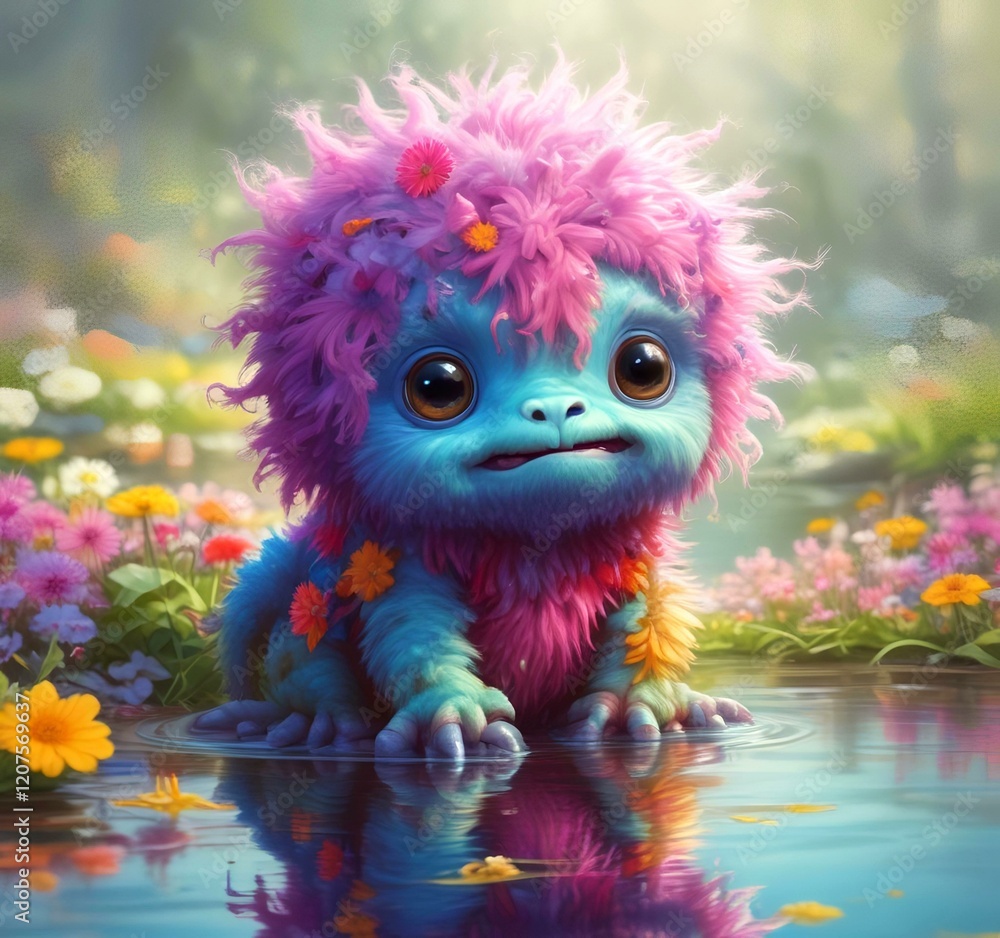 Illustration of fluffy and cute small monster. Illustration of fluffy and cute small monster.