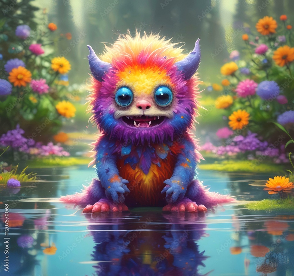 Illustration of fluffy and cute small monster. Illustration of fluffy and cute small monster.