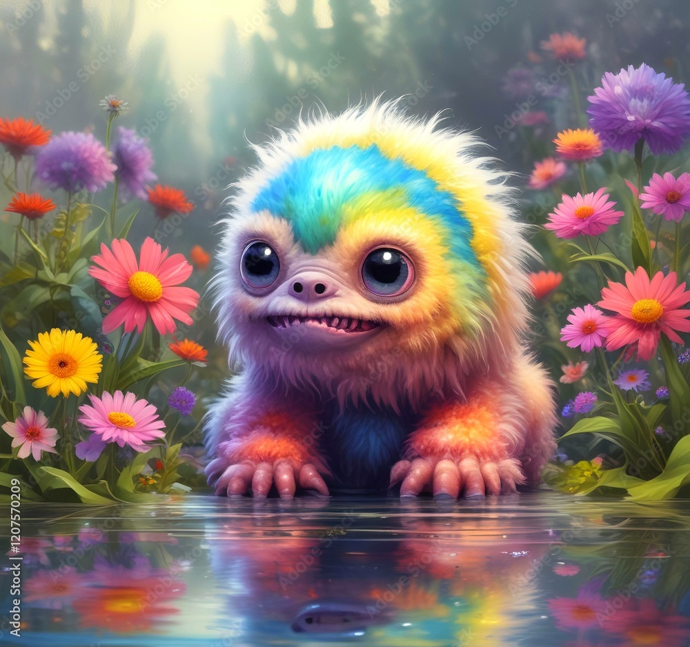 Naklejka premium Illustration of fluffy and cute small monster.