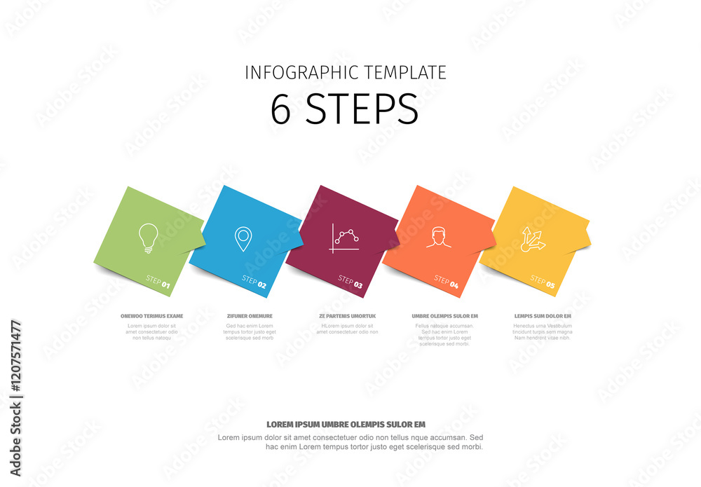 Colorful 5-Step Infographic Template made from color squares