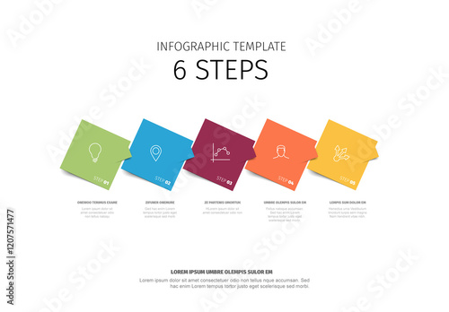 Obraz na płótnie Colorful 5-Step Infographic Template made from color squares w salonie