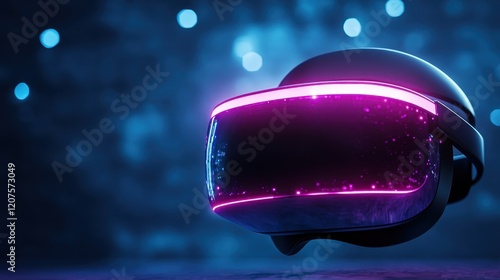 This eye-catching high-tech VR headset adorned with starry visuals highlights the innovative tech design fused with a captivating cosmic touch for ultimate immersive experiences. photo