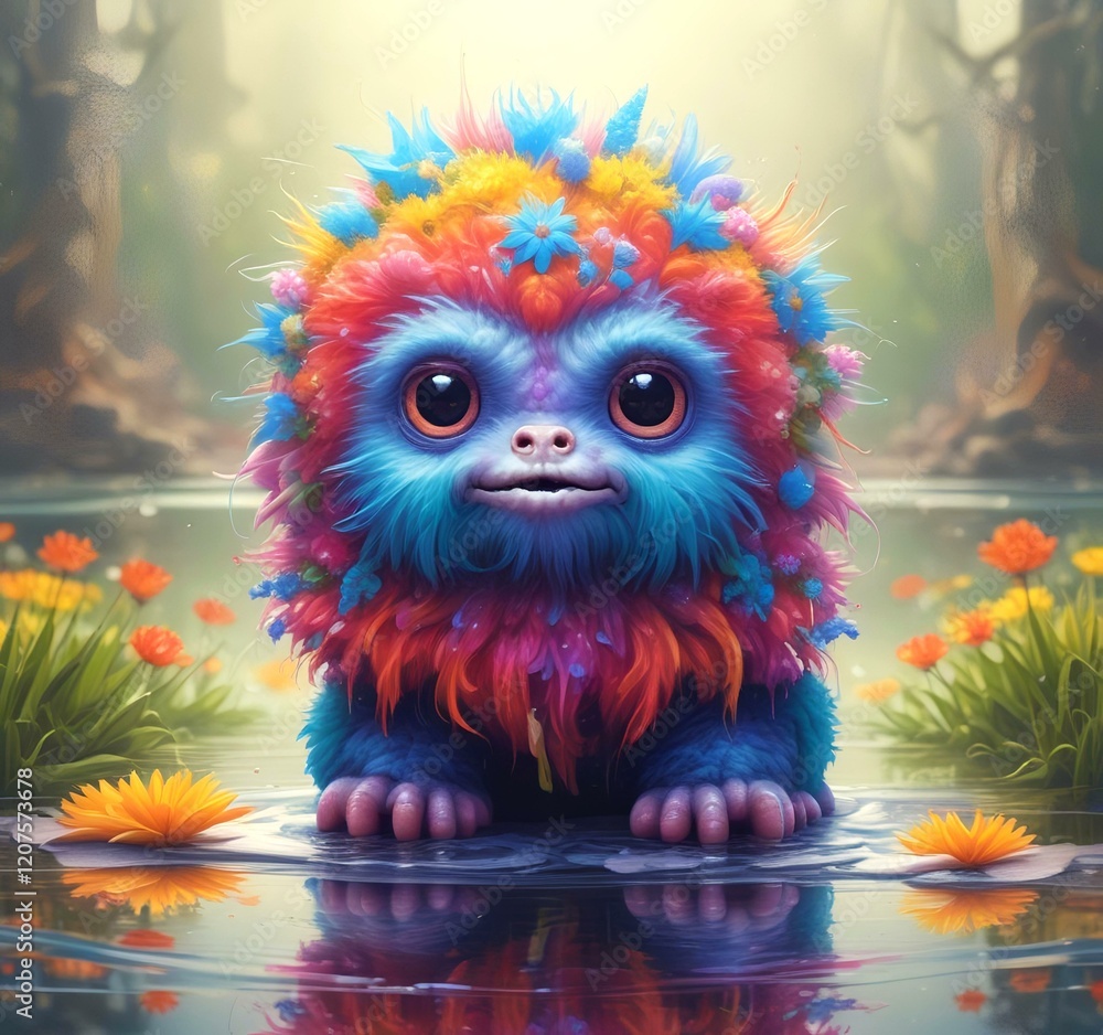 Illustration of fluffy and cute small monster. Illustration of fluffy and cute small monster.