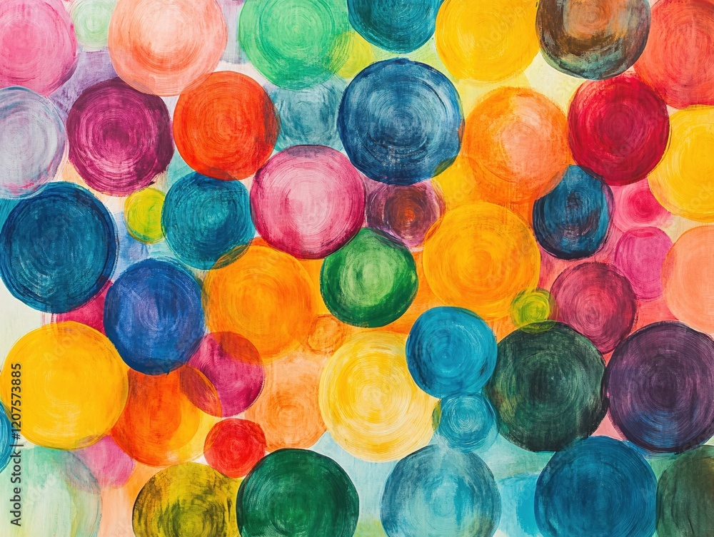 Vibrant Colorful Abstract Circles Painting Texture Background Vibrant Colorful Abstract Circles Painting Texture Background