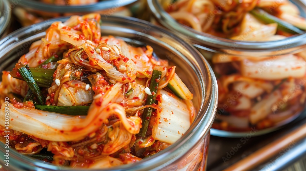 Authentic Kimchi in Glass Jars: A Traditional Korean Delight Authentic Kimchi in Glass Jars: A Traditional Korean Delight