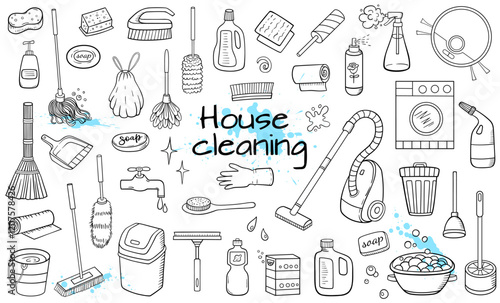 House and home cleaning doodles