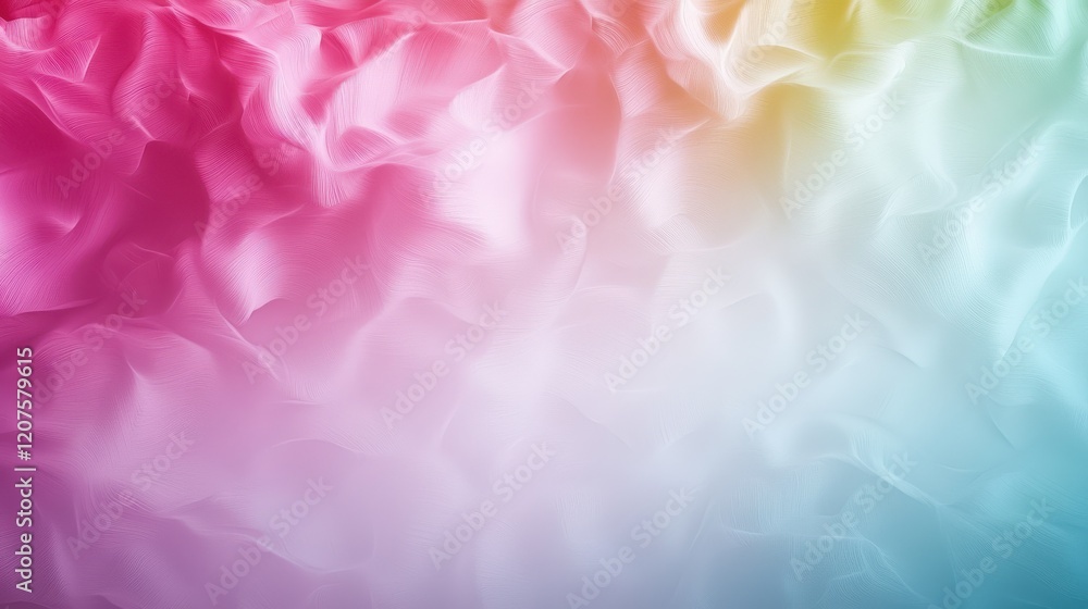 Fototapeta premium Soft pastel gradient background texture with flowing waves of pink, yellow, and blue colors creating serene and calming atmosphere. Ideal for design projects