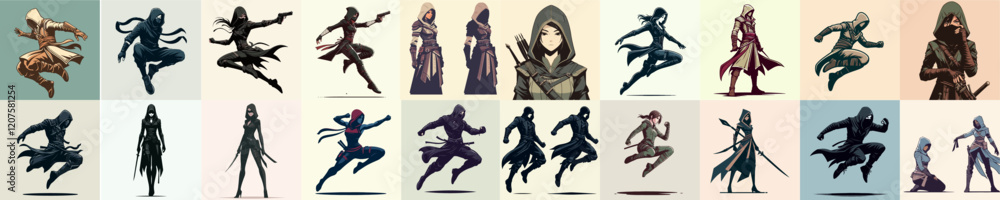 Fototapeta premium collection of assassin characters