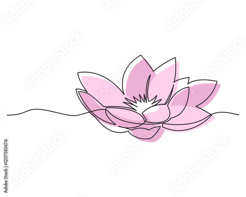 Delicate line art of a lotus flower in soft pink tones. Suitable for wellness, nature, and mindfulness themes.
