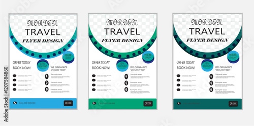 Modern Travel flyer template design for a4 print. photo