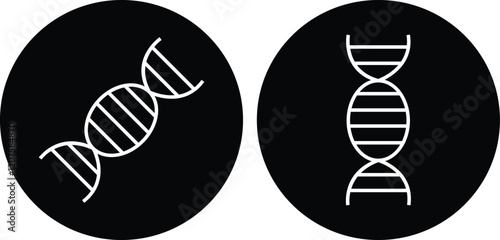 DNA science glyph icon set in trendy line design with a simple modern look isolated on transparent background. Linear collection black vector. DNA Helix icon template, DNA human genetic symbol.