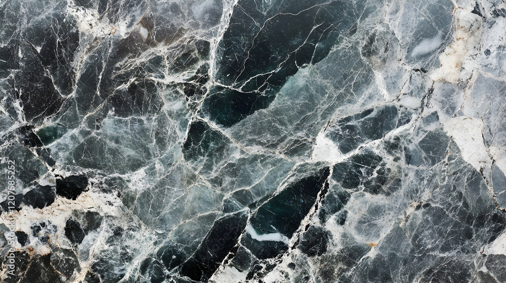 Naklejka premium Detailed Close-Up of Dark Green Marble with Veins and Patterns